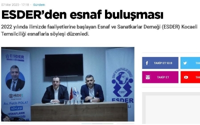 ESDER’den esnaf buluşması - ÖZGÜR KOCAELİ