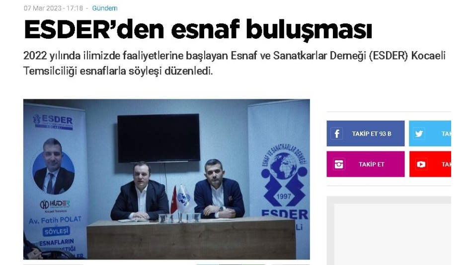 ESDER’den esnaf buluşması - ÖZGÜR KOCAELİ