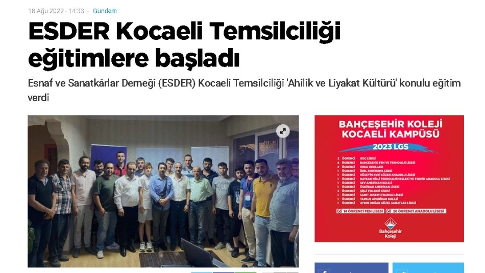 ESDER Kocaeli Temsilciliği eğitimlere başladı - ÖZGÜR KOCAELİ